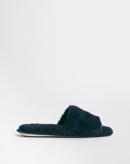  Plush Open Toe Mule Slippers Wide E Fit| Width - E| Red