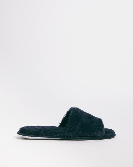  Plush Open Toe Mule Slippers Wide E Fit| Width - E| Red