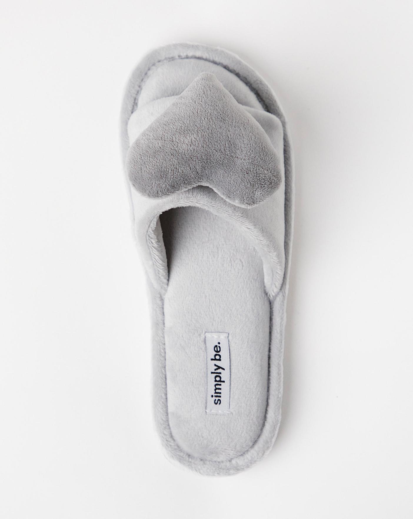 Simply Be Loverly 3D Heart Slipper Wide Fit Simply Comfort| Grey