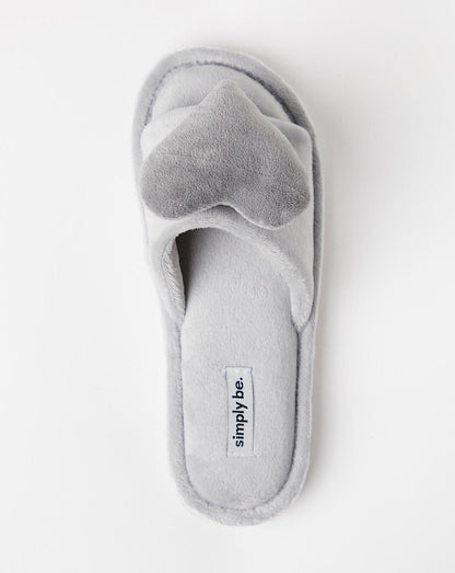 Simply Be Loverly 3D Heart Slipper Wide Fit Simply Comfort| Grey