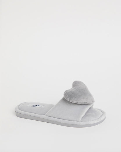 Simply Be Loverly 3D Heart Slipper Wide Fit Simply Comfort| Grey