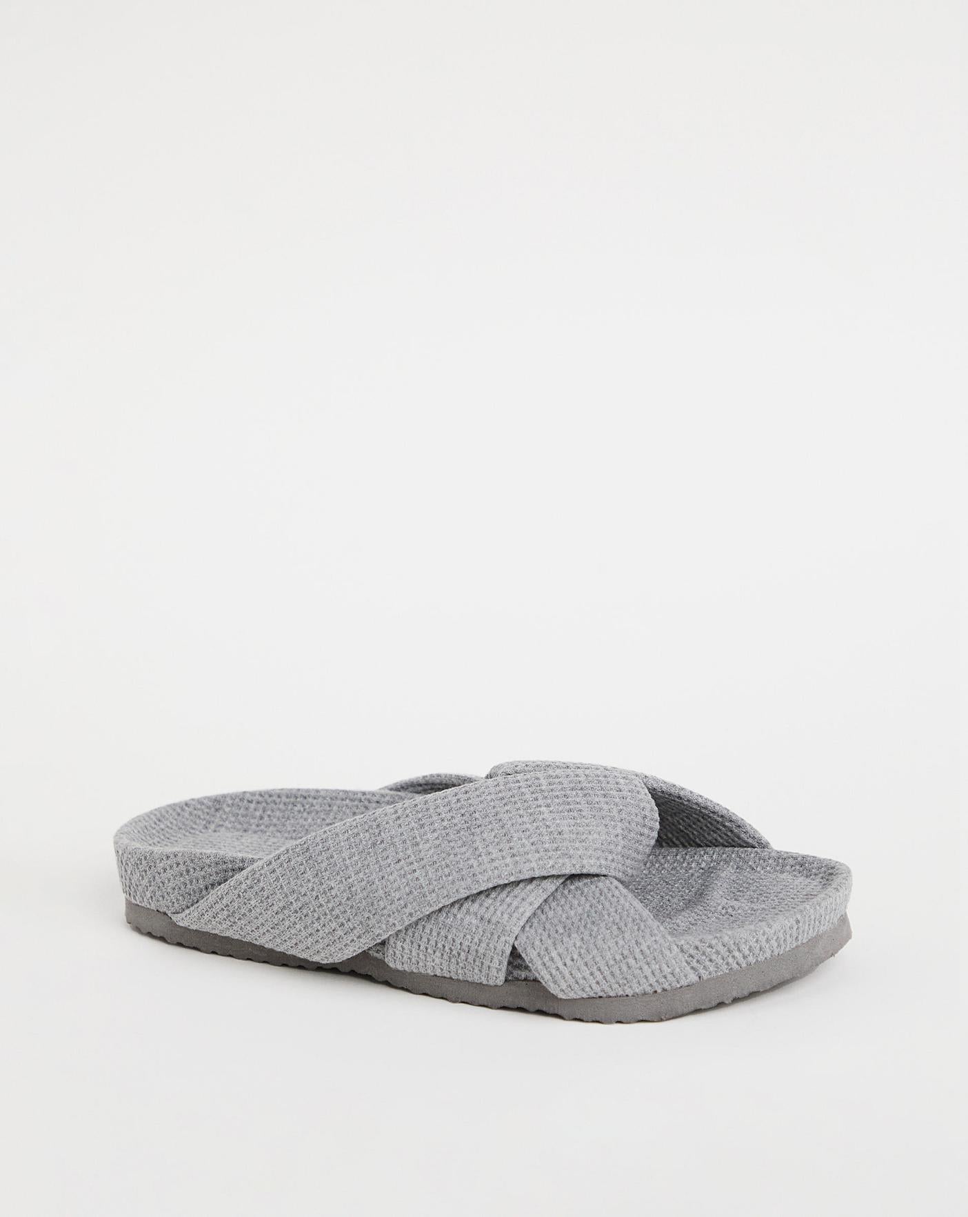 Simply Be Maxine Waffle Footbed Open Toe Slippers| Grey