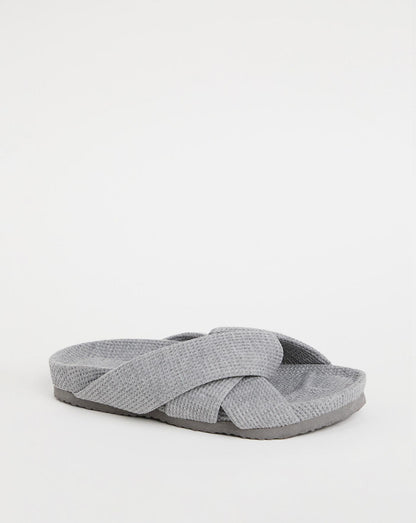 Simply Be Maxine Waffle Footbed Open Toe Slippers| Grey