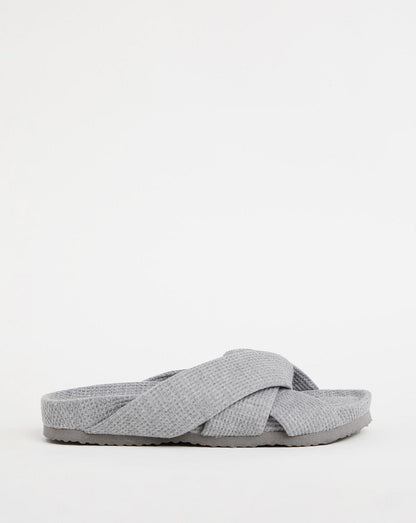 Simply Be Maxine Waffle Footbed Open Toe Slippers| Grey