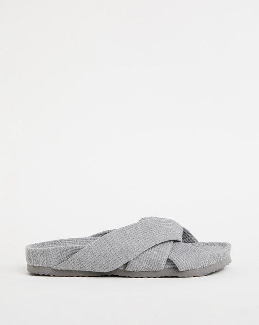 Simply Be Maxine Waffle Footbed Open Toe Slippers| Grey