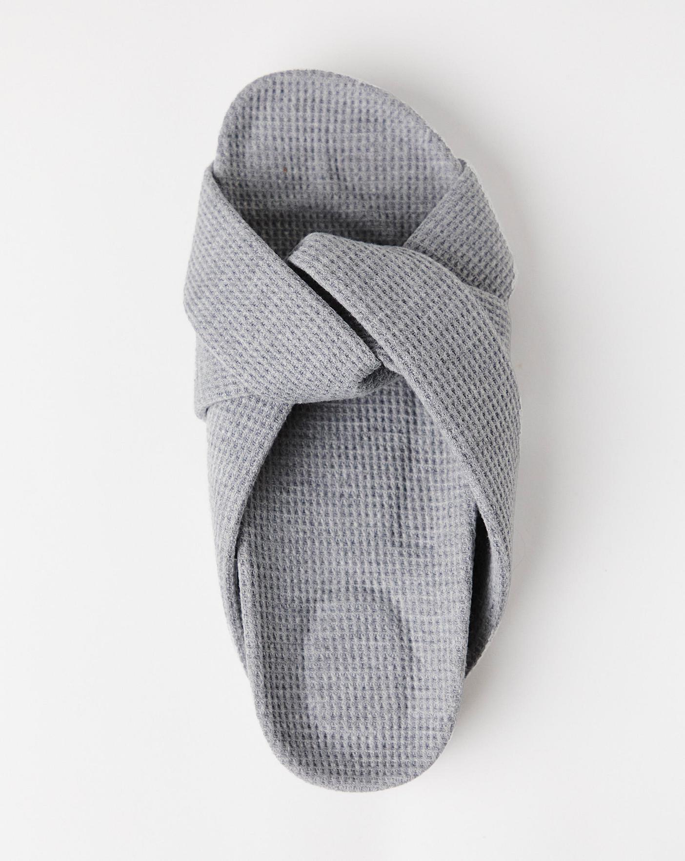 Simply Be Maxine Waffle Footbed Open Toe Slippers| Grey