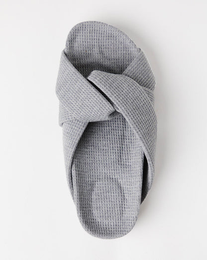 Simply Be Maxine Waffle Footbed Open Toe Slippers| Grey