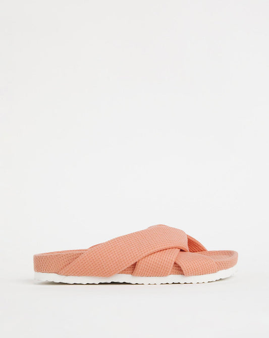 Simply Be Maxine Waffle Footbed Open Toe Slippers| Pink