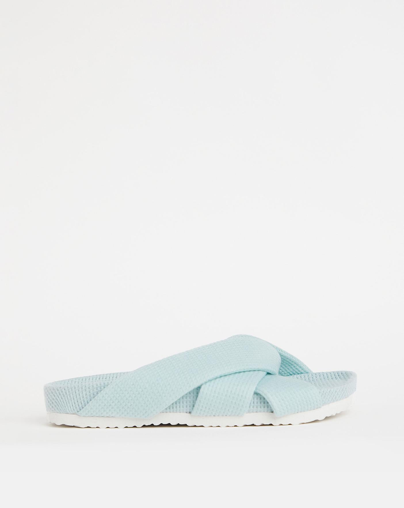 Simply Be Maxine Waffle Footbed Open Toe Slippers| Blue
