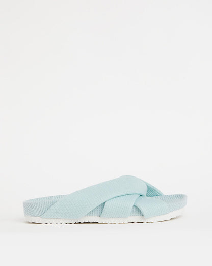 Simply Be Maxine Waffle Footbed Open Toe Slippers| Blue