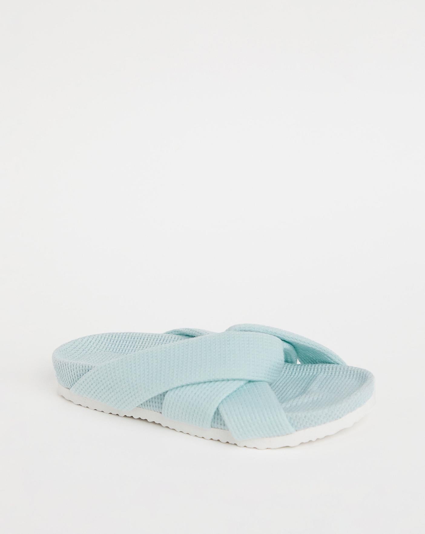 Simply Be Maxine Waffle Footbed Open Toe Slippers| Blue