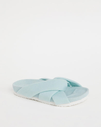 Simply Be Maxine Waffle Footbed Open Toe Slippers| Blue