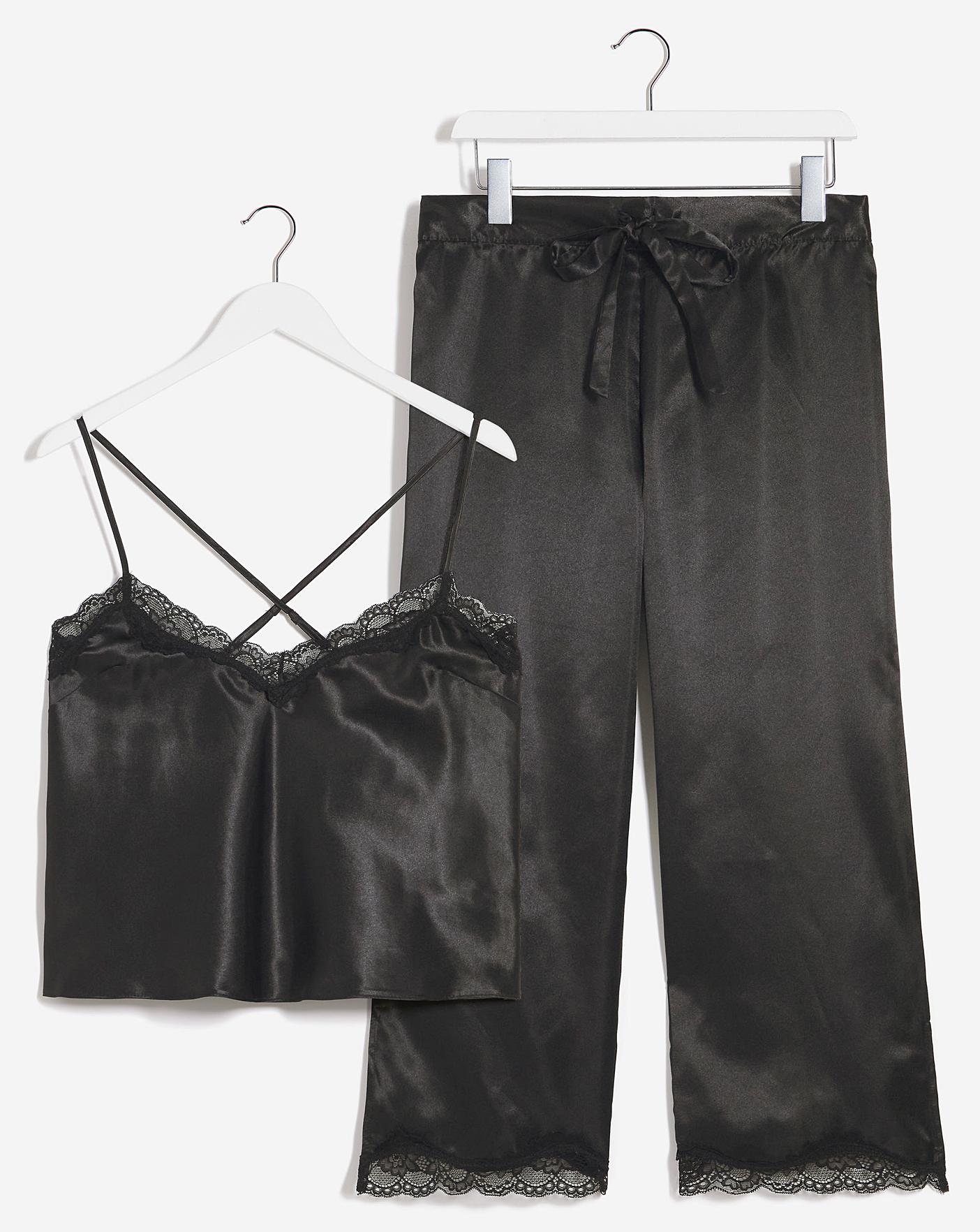  Boux Avenue Maisie Satin & Lace Cami Set| Black