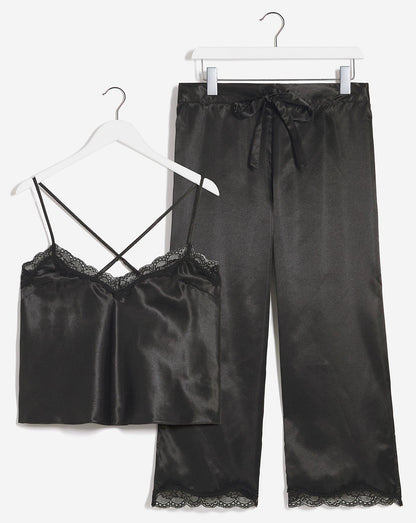  Boux Avenue Maisie Satin & Lace Cami Set| Black