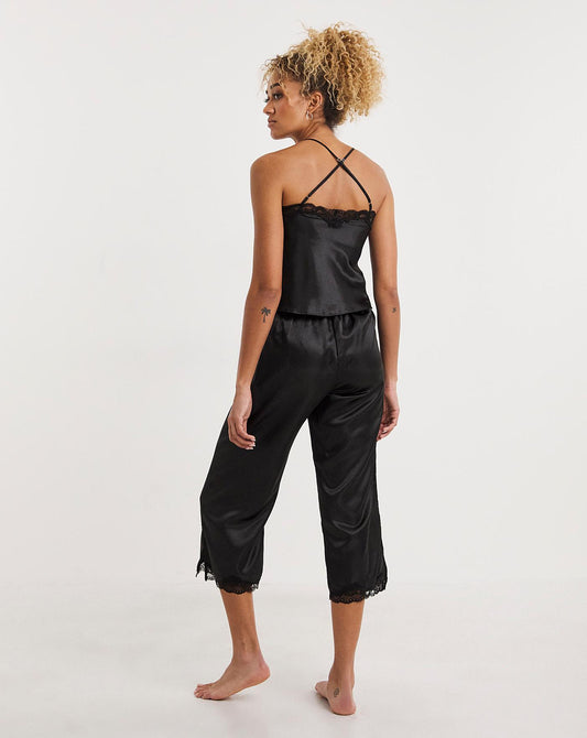  Boux Avenue Maisie Satin & Lace Cami Set| Black