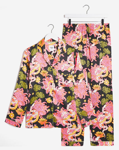  Chelsea Peers Woven Satin Snake Floral PJ Set| Multi