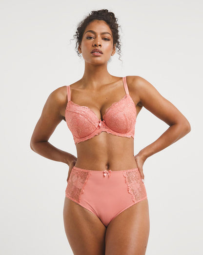  Pretty Secrets 2 Pack Ella Lace Padded Plunge Wired Bras| Navy/Copper