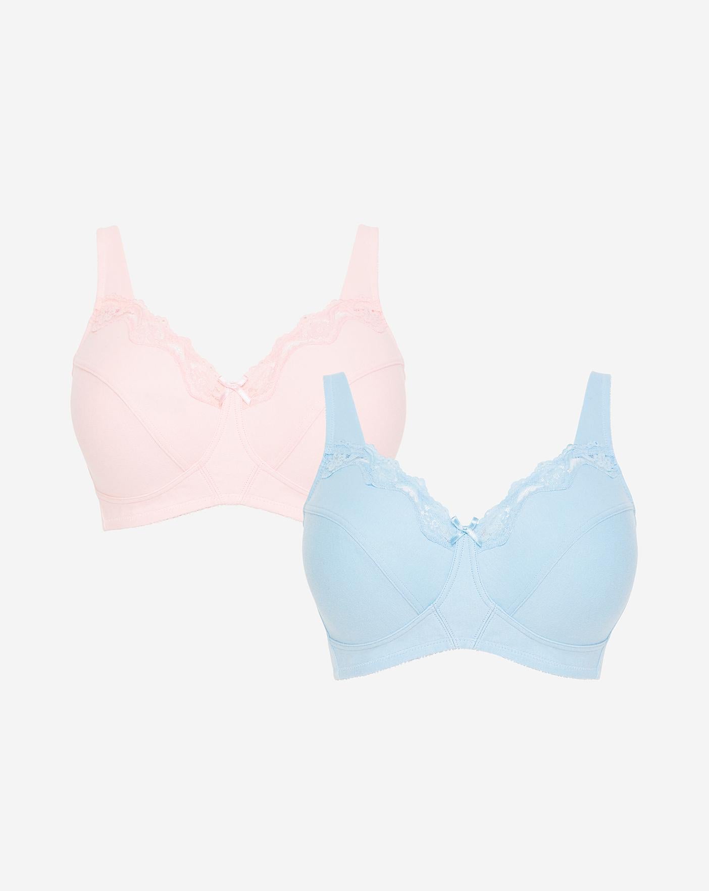  Pretty Secrets Sarah 2 Pack Full Cup Non Wired Bras| Lotus/Pale Blue