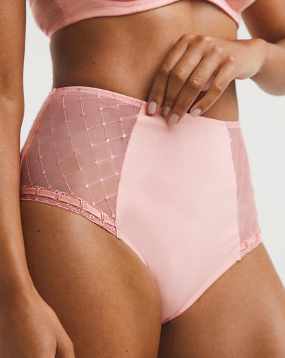  2 Pack Rachel Everyday Midi Brief All Over Embroidery| Wine/Pink