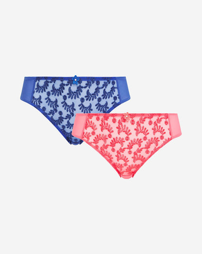  2 Pack Lesley Everyday Mid Briefs| Cobalt/Paradise
