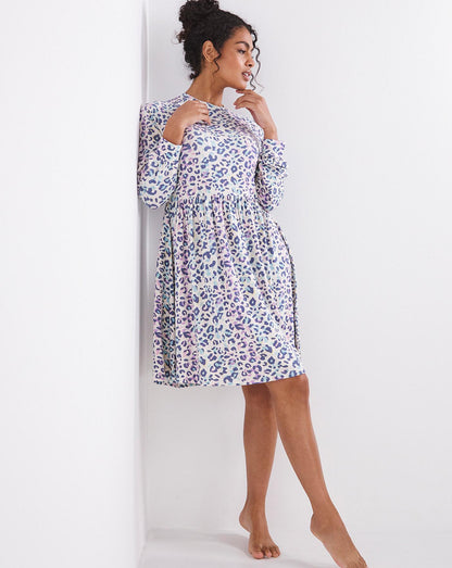  Pretty Secrets Leopard Print Lounge Sweat Dress| Leopard