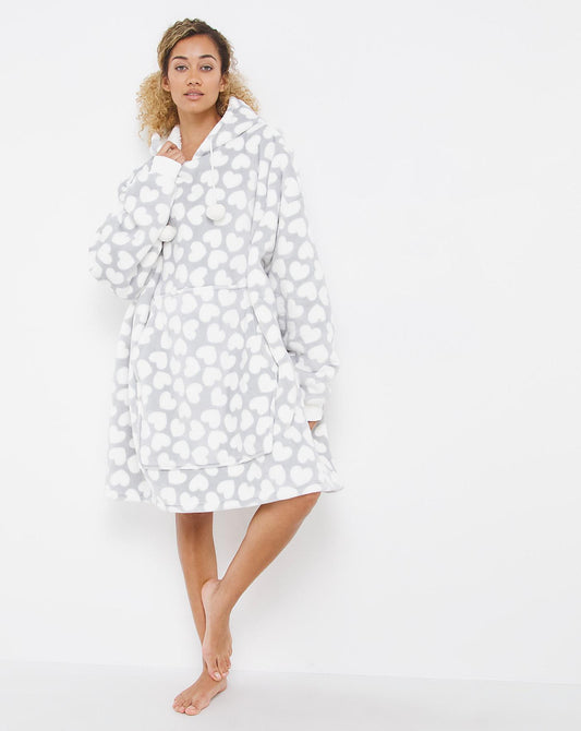  Pretty Secrets Oversized Warm Fleece Lined Blanket Hoodie| Grey