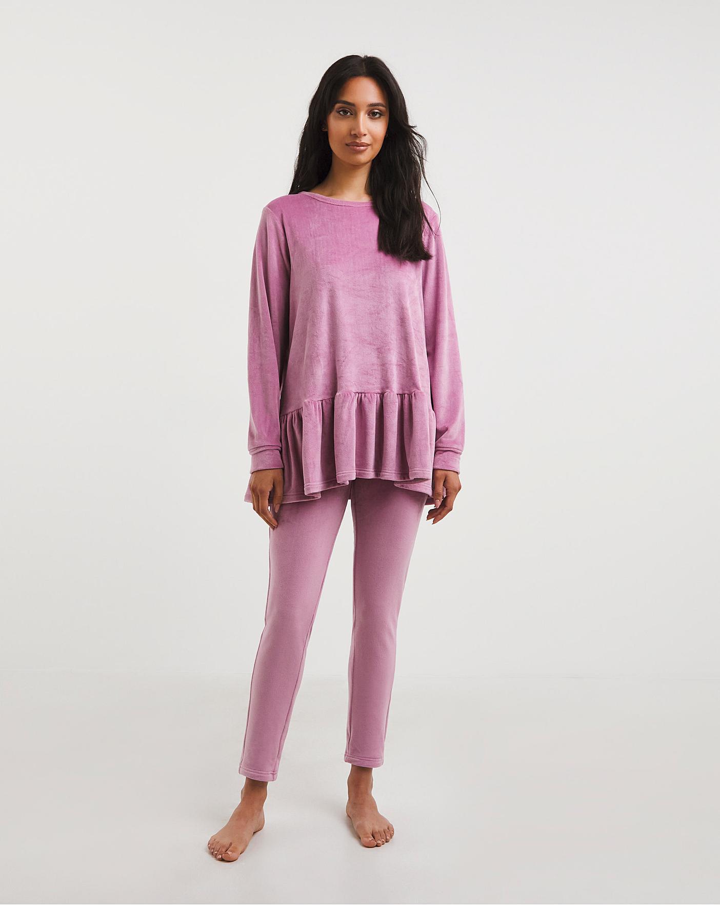  Pretty Secrets Velour Peplum Top & Legging Lounge Set| Pink