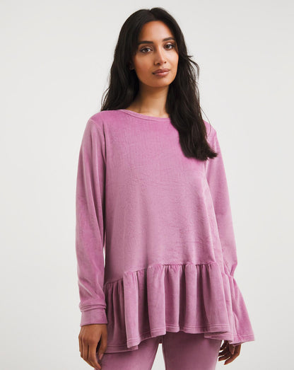  Pretty Secrets Velour Peplum Top & Legging Lounge Set| Pink