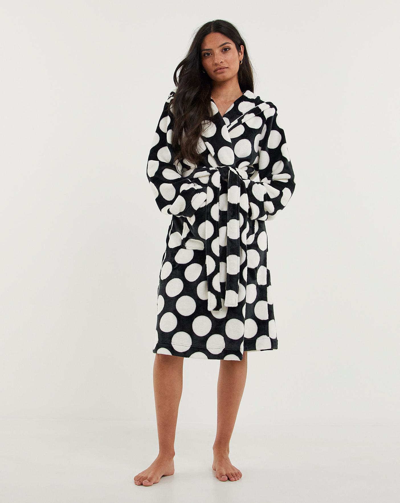  Pretty Secrets Spot Fleece Dressing Gown| Spotted