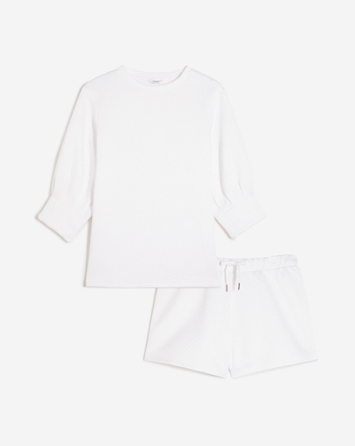  Pretty Secrets Quilted Lounge Short Set| White
