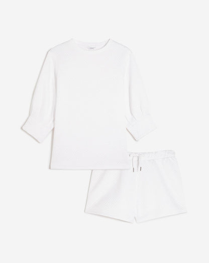  Pretty Secrets Quilted Lounge Short Set| White