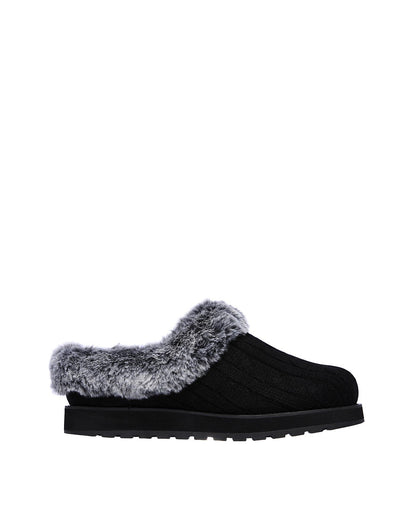  Skechers Wide Ice Angel Knitted Mule Slippers E Fit| Black