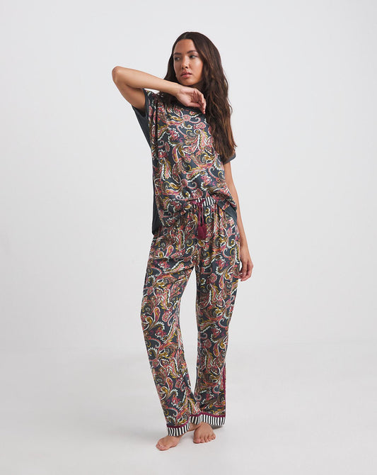  Joe Browns Luxury Woven Navy Print PJ Set| Navy Print
