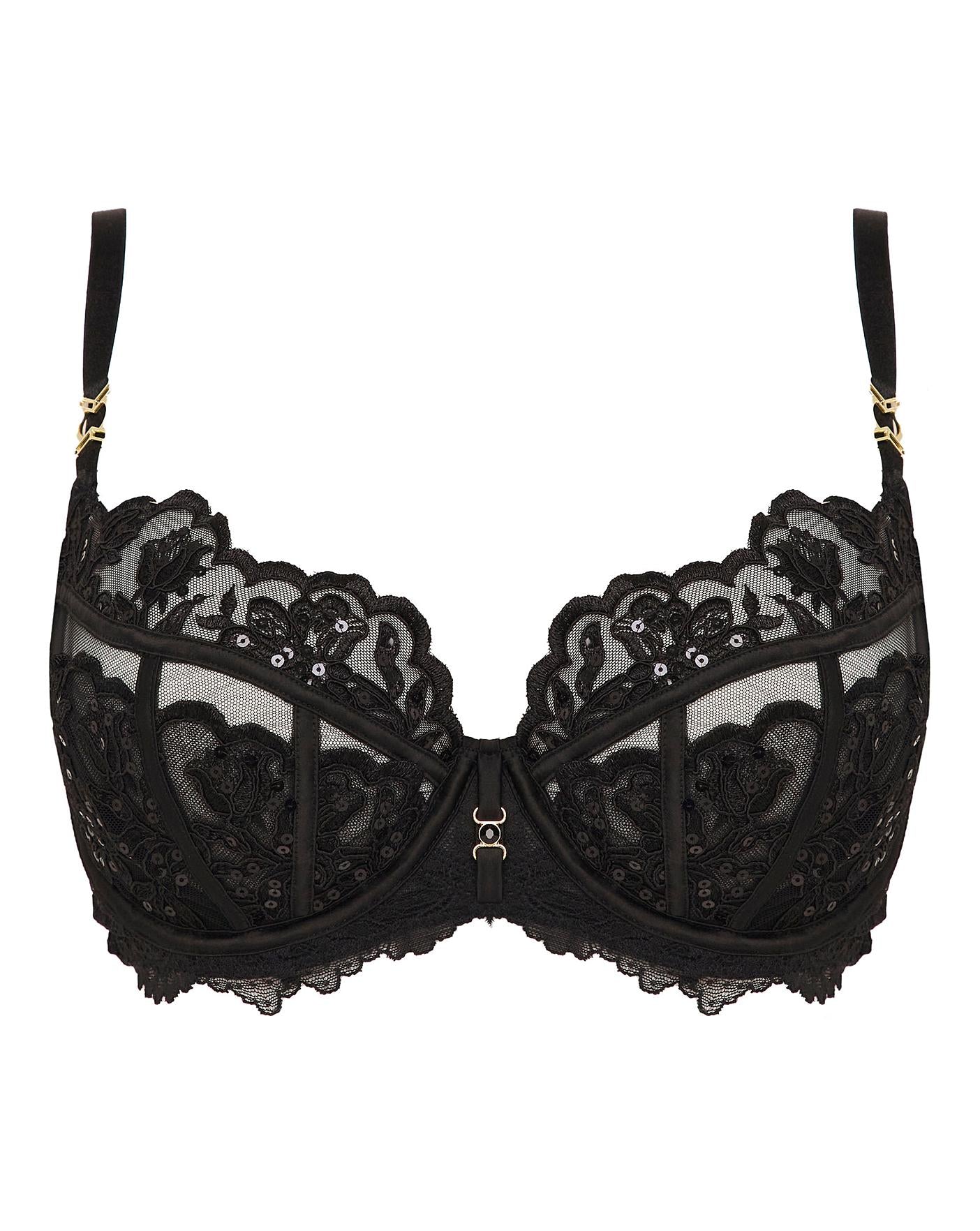  Ann Summers Icon DD+ Non Pad Plunge Wired Bra| Black
