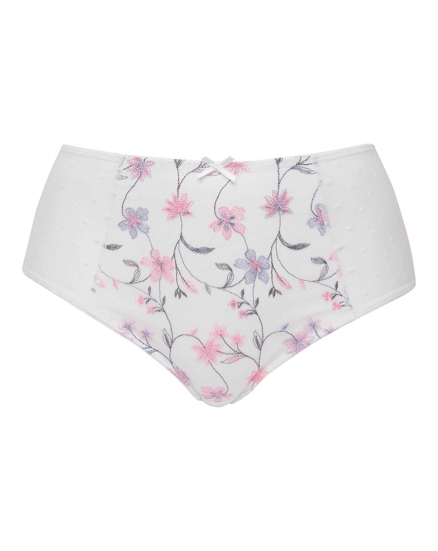  Amy Floral Embroidery & Spot Mesh Midi Brief| Floral