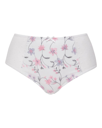  Amy Floral Embroidery & Spot Mesh Midi Brief| Floral