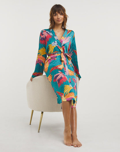  Pretty Secrets Wrap Gown| Teal Print