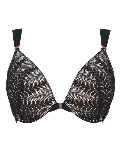  Figleaves Curve Opulence Lace Underwired Padded Plunge Bra| Black