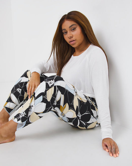  Cyberjammies Beth Floral Print Pyjama Set| Black Mix