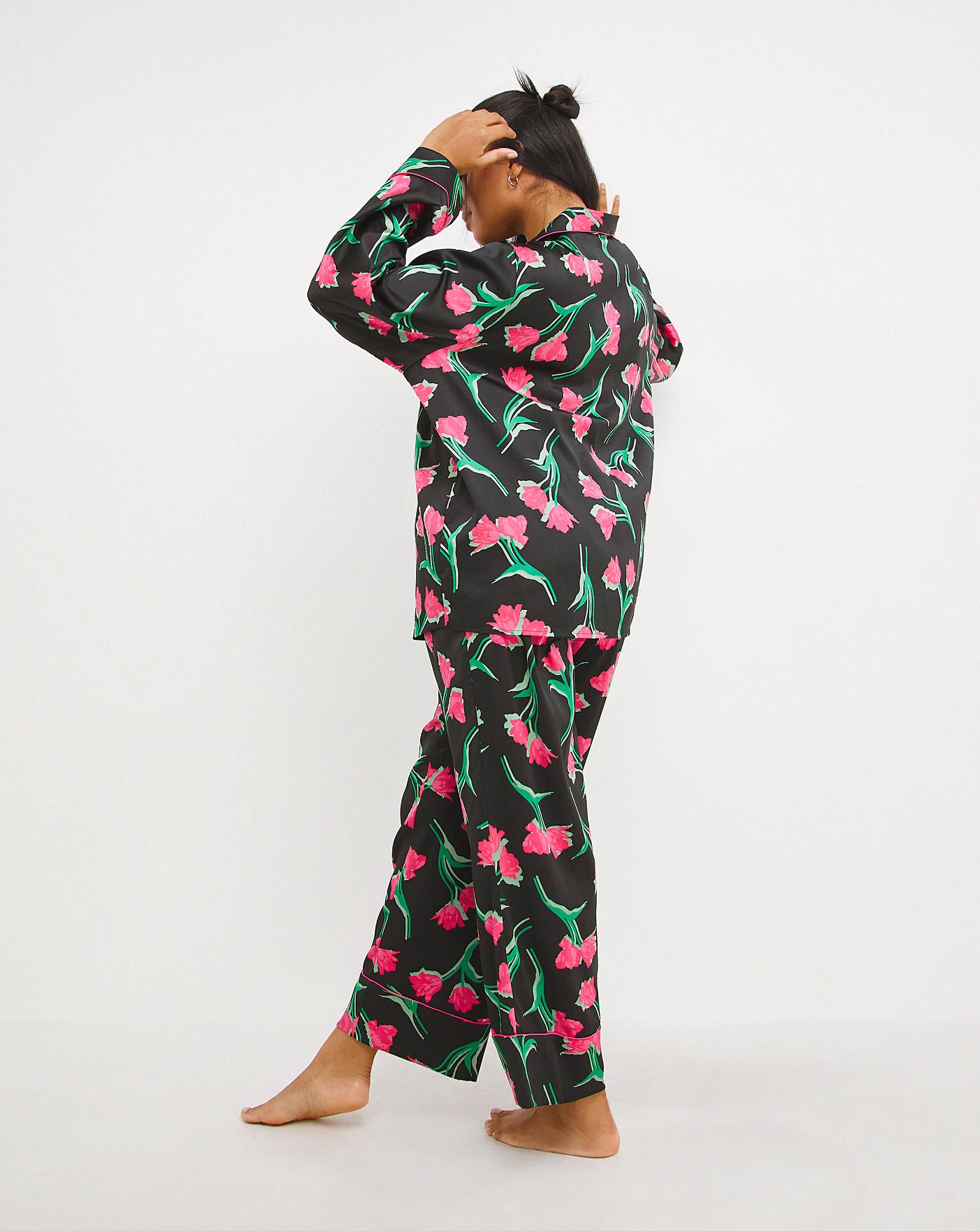  Nobodys Child Satin Revere Long Sleeve PJ Set| Black