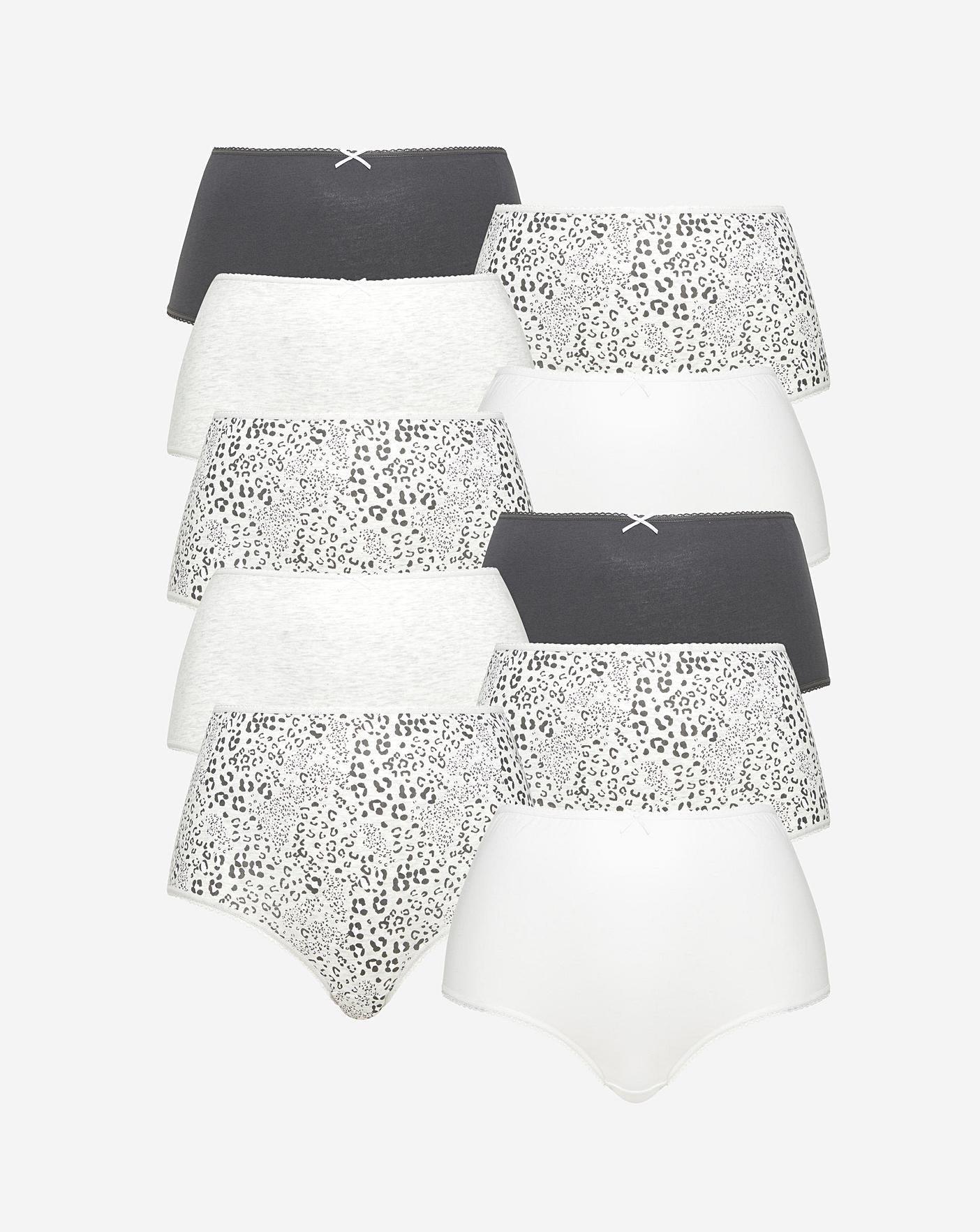  Pretty Secrets 10 Pack Cotton Full Briefs| Grey Animal
