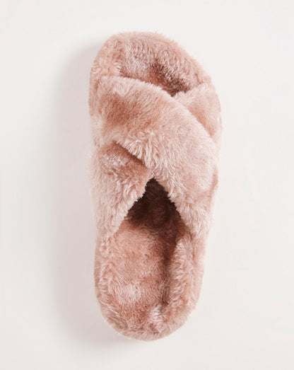 Simply Be Nanny Crossover Strap Footbed Slippers Wide Fit Simply Comfort| Pink