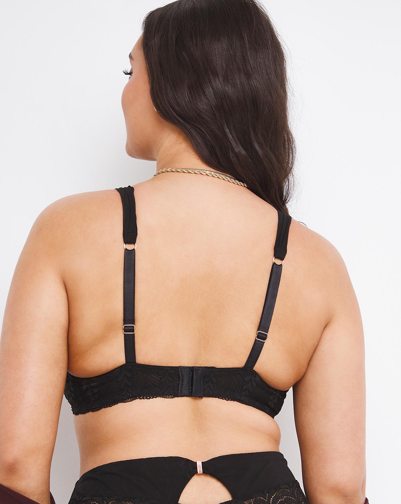  Figleaves Curve Opulence Lace Underwired Padded Plunge Bra| Black