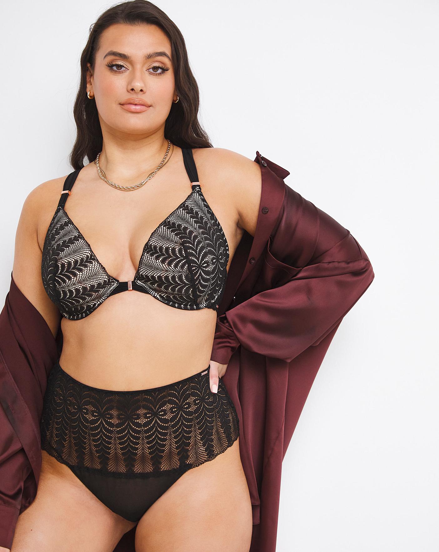  Figleaves Curve Opulence Lace Deep Brazilian Brief| Black