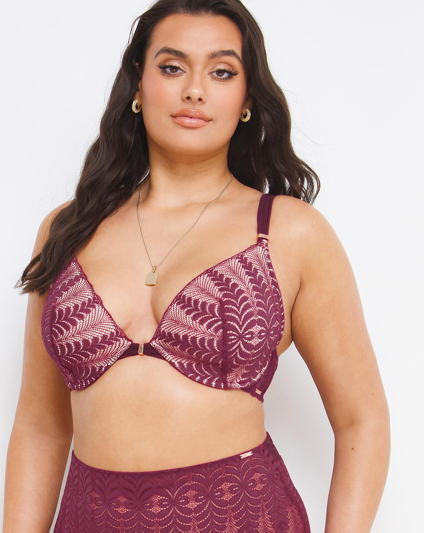  Figleaves Curve Opulence Lace Underwired Padded Plunge Bra| Raspberry