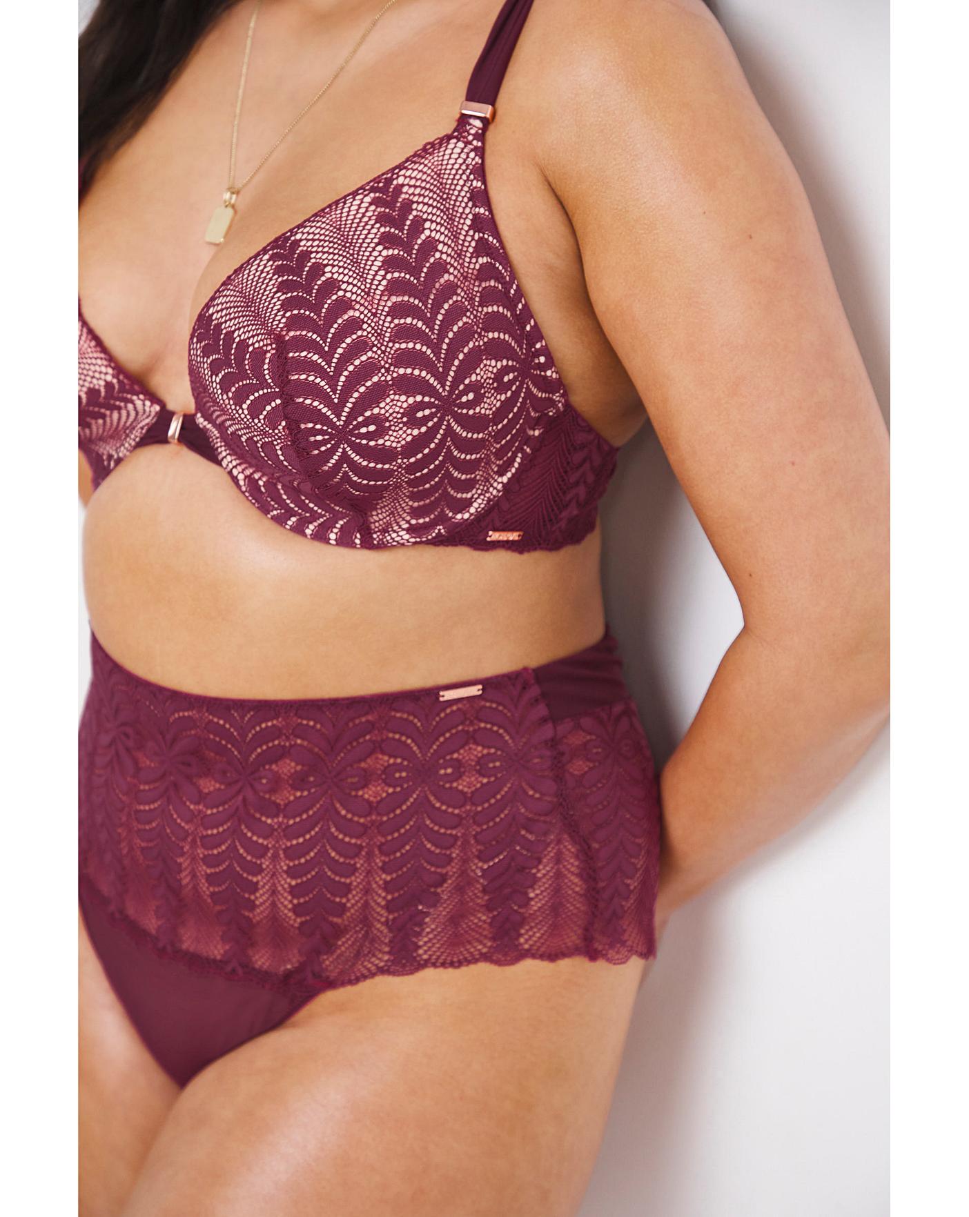  Figleaves Curve Opulence Lace Underwired Padded Plunge Bra| Raspberry