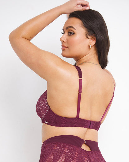  Figleaves Curve Opulence Lace Underwired Padded Plunge Bra| Raspberry