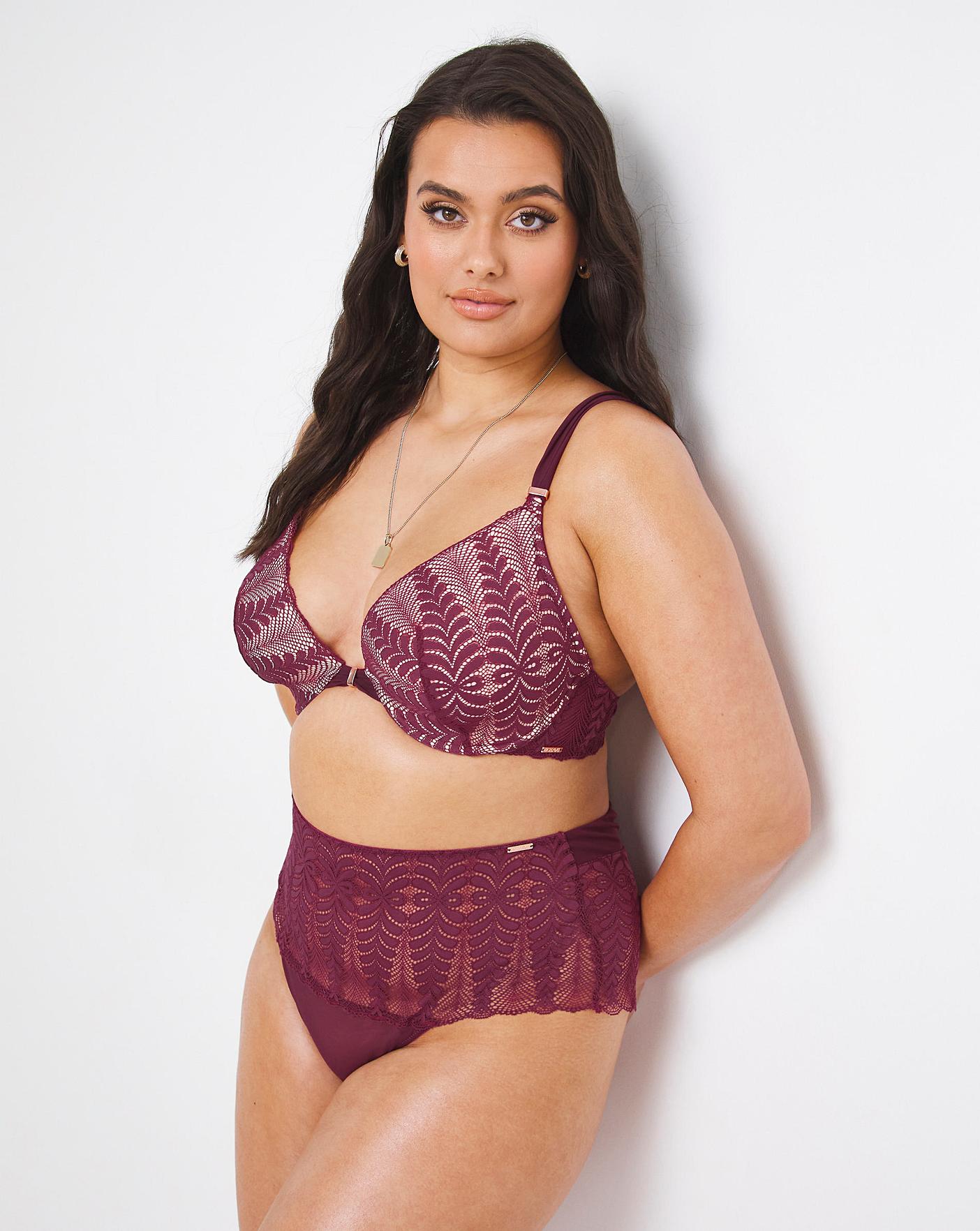  Figleaves Curve Opulence Lace Underwired Padded Plunge Bra| Raspberry