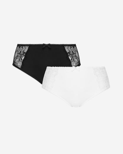  Pretty Secrets 2 Pack Ella Lace Briefs| Black/White