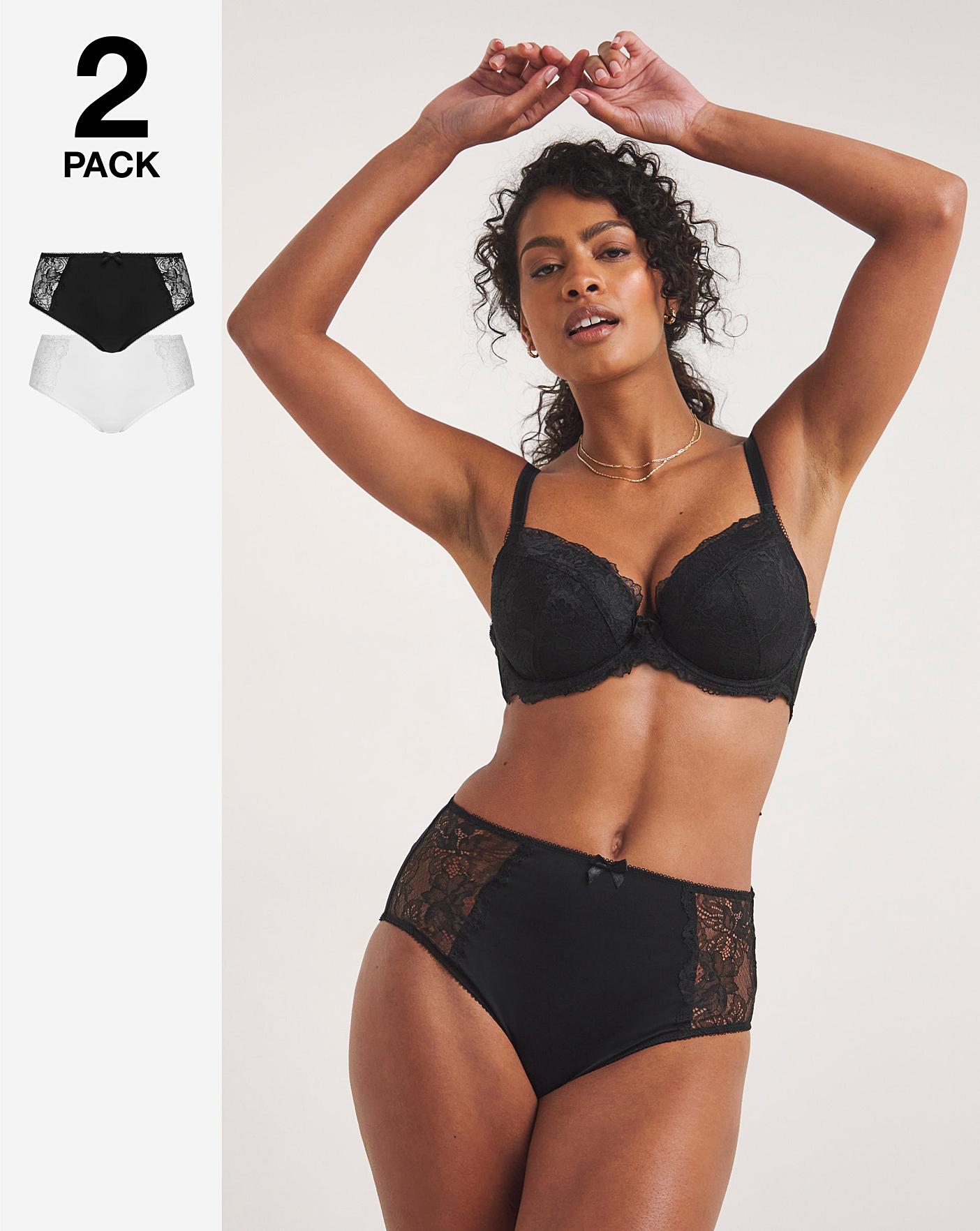  Pretty Secrets 2 Pack Ella Lace Briefs| Black/White